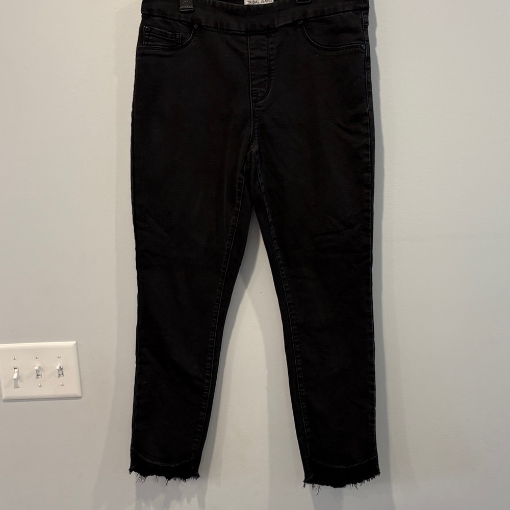 Tribal Jet Black Cropped Jeans